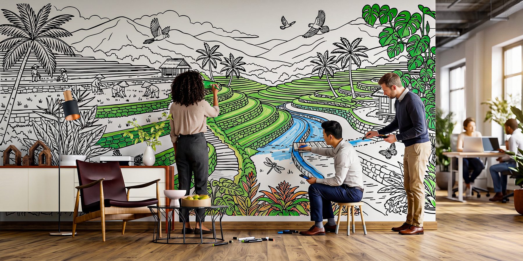 Fresque geante a colorier pour evenement entreprise team building