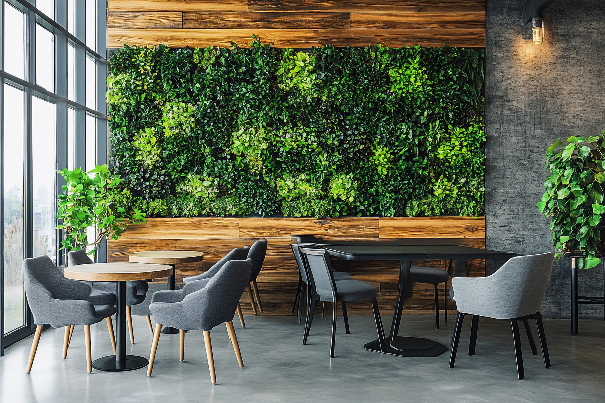 Mur végétal stabilisé dans un bureau