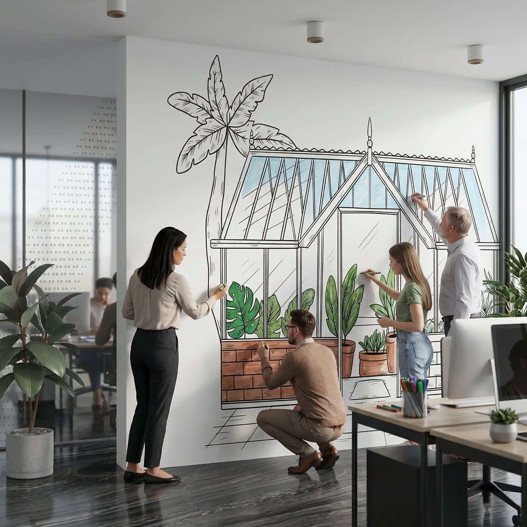Fresque murale onboarding nouveaux collaborateurs culture entreprise