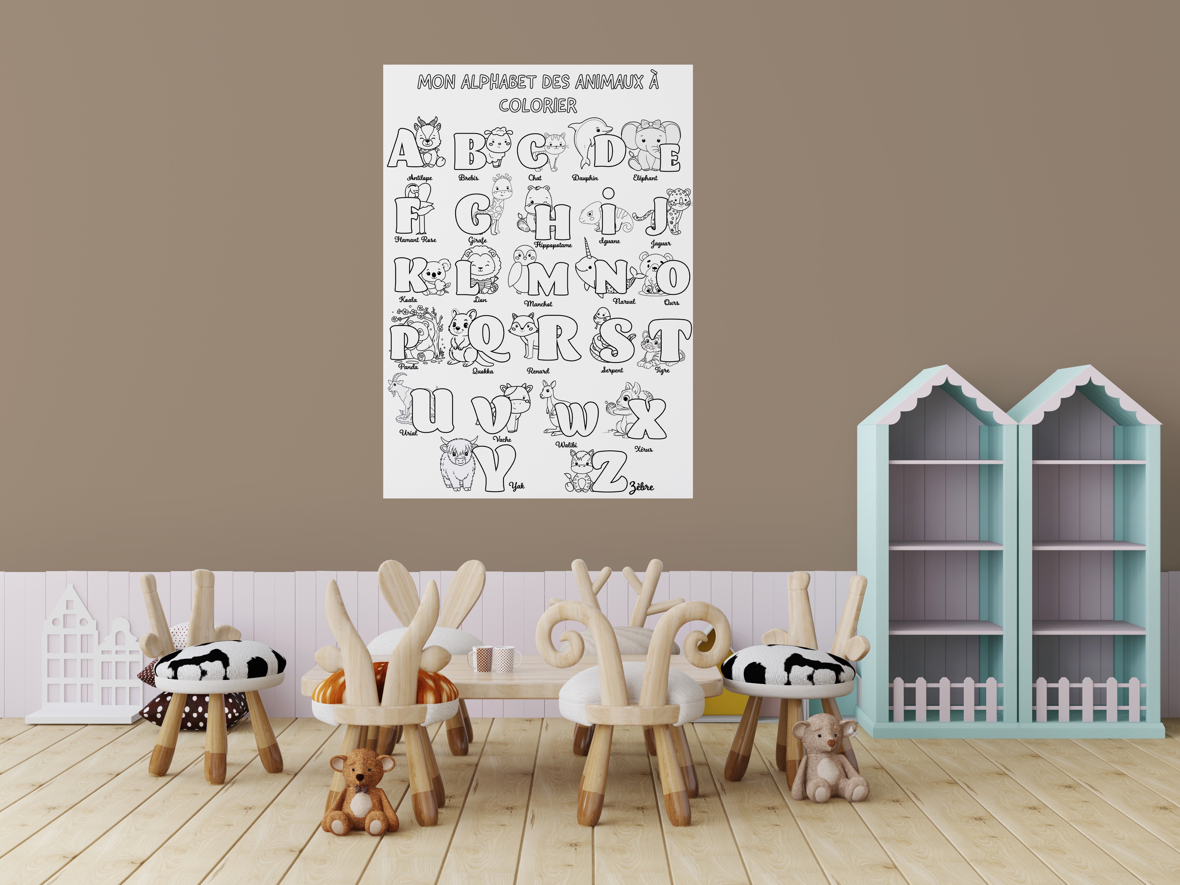 Alphabet des animaux à colorier chambre enfant