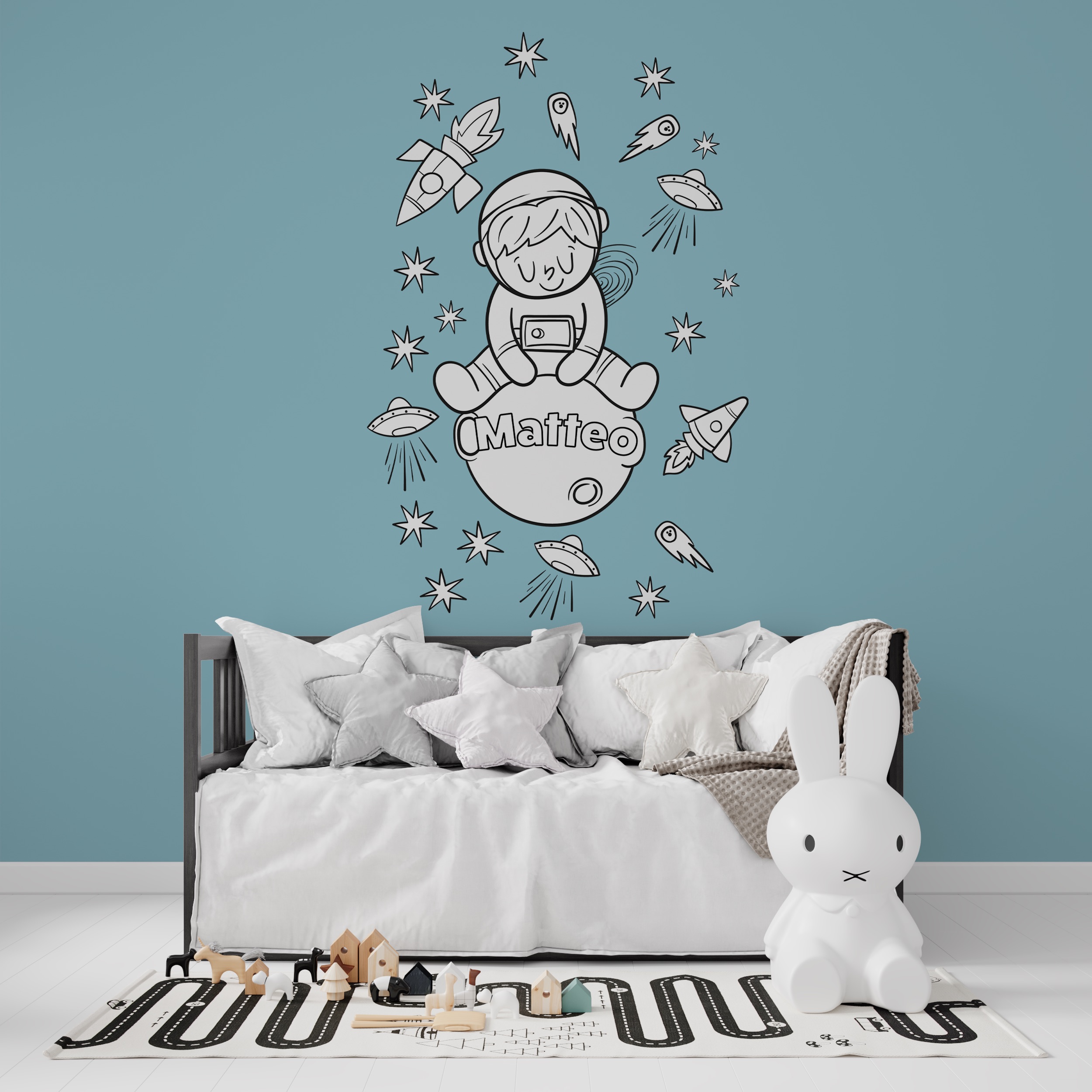 Sticker espace personnalisé prénom Matteo chambre enfant