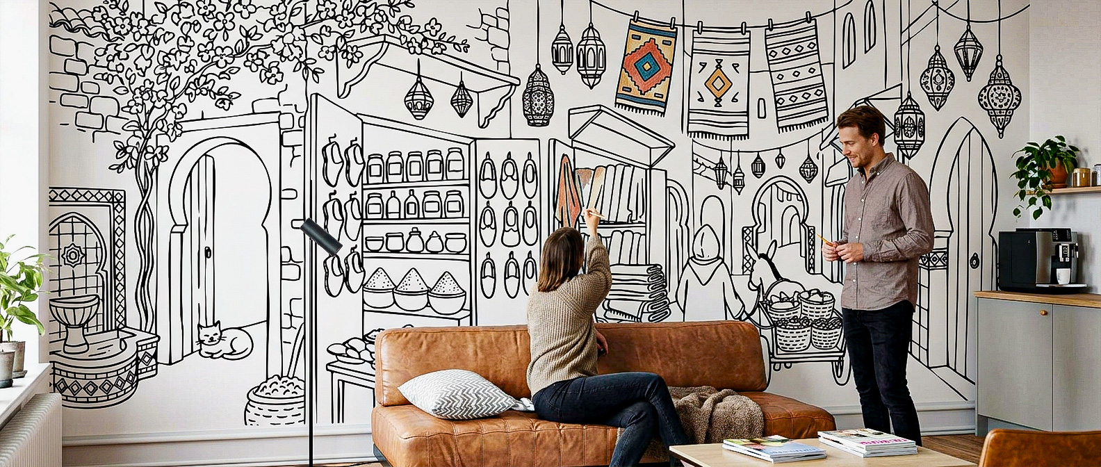 Papier peint pré-encollé à colorier